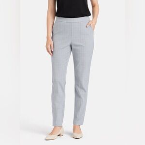 A New Day Gray Windowpane Pull-On Pants NWT Women’s Slim Work Trousers